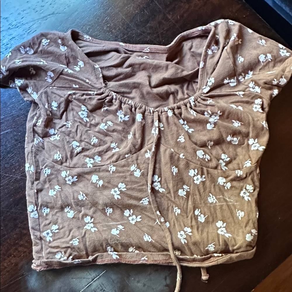 Hollister Brown Top with White Accents